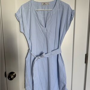 Vineyard Vines Light Blue & White Striped Midi Dress with Waist Tie